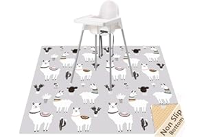 WOMUMON Baby Splat Mat for Under High Chair, 51 x 51 Inch Splash Mat, Waterproof and Washable Spill Mat, Anti-Slip Floor Protector