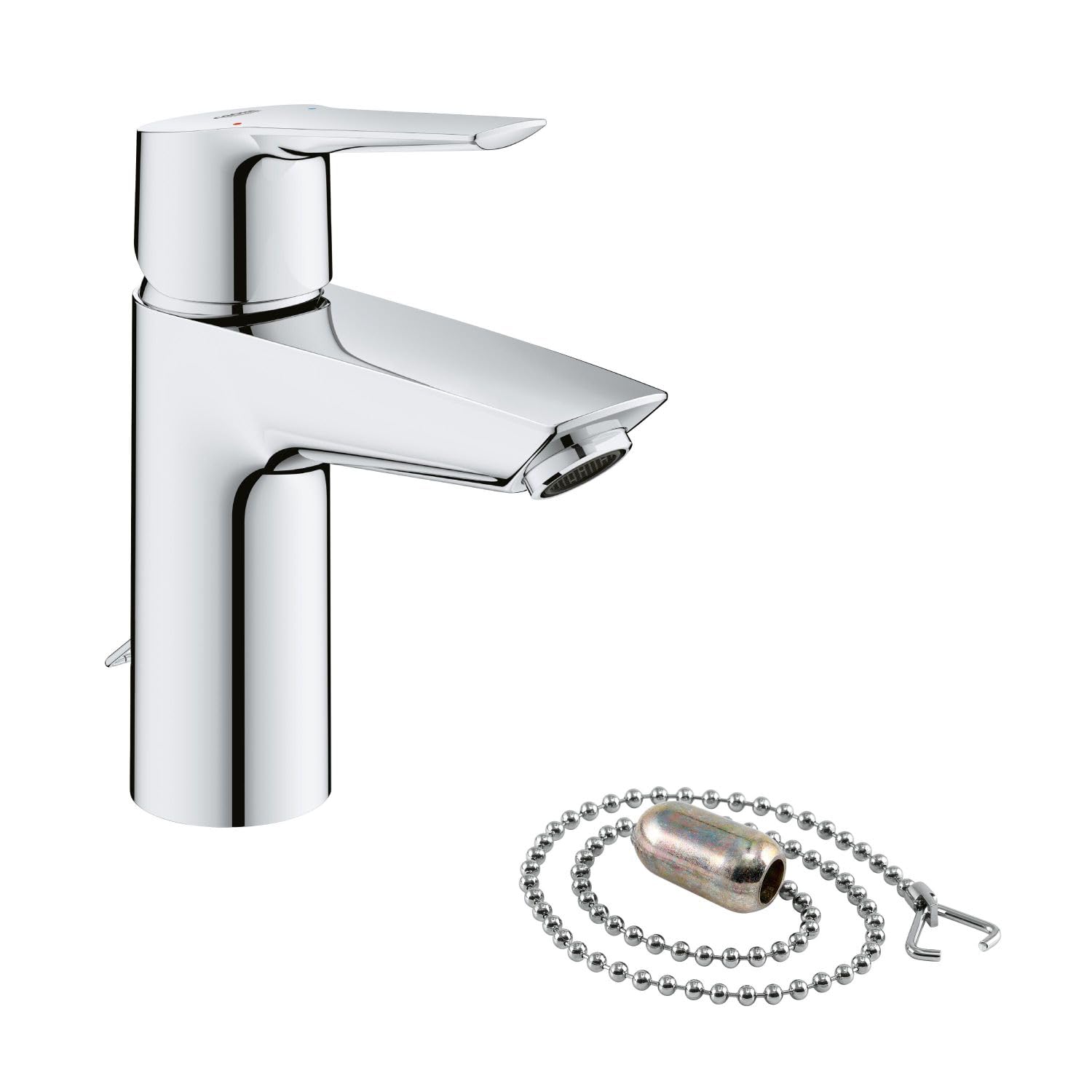 GROHE Start Quickfix Single-Lever Basin Mixer with Retractable Chain, S-Size, Water-Saving, Chrome 32277002