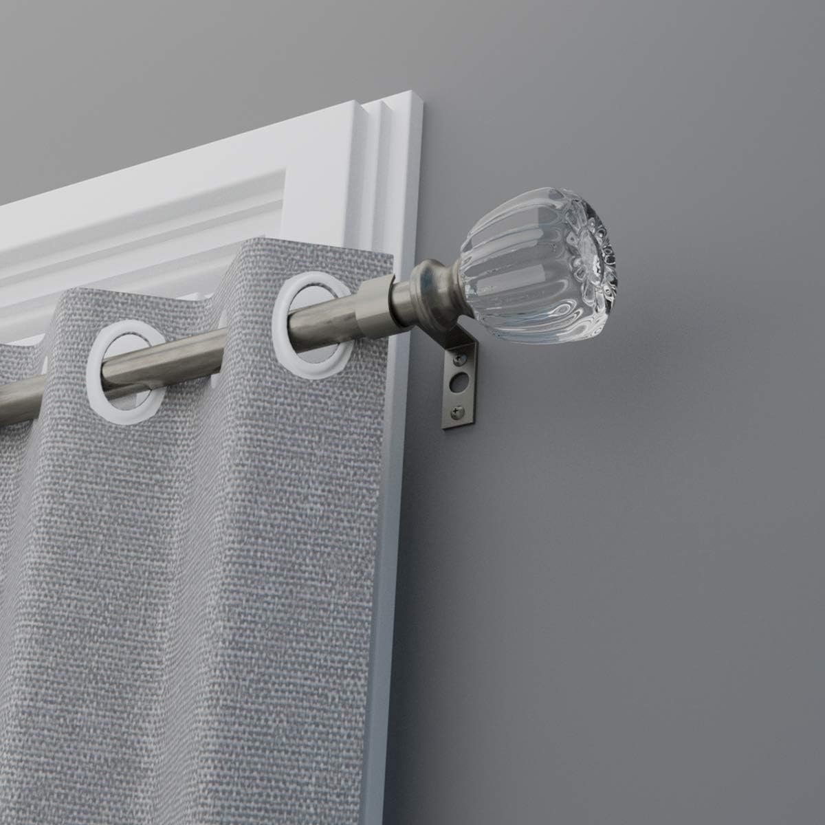 WL.Rocaille Acrylic Crystal Crown Rod Set, 86-120Inch Single Curtain Rod 3/4" Diamater Window Treatment Rod Set (Champagne): Home & Kitchen