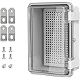 LMioEtool ABS Plastic Dustproof Waterproof IP65 Junction Box Hinged Shell Universal Electrical Project Enclosure Gray, with PC Transparent Clear Cover 5.9 x 3.9 x 2.8inch(150 x100 x70mm)