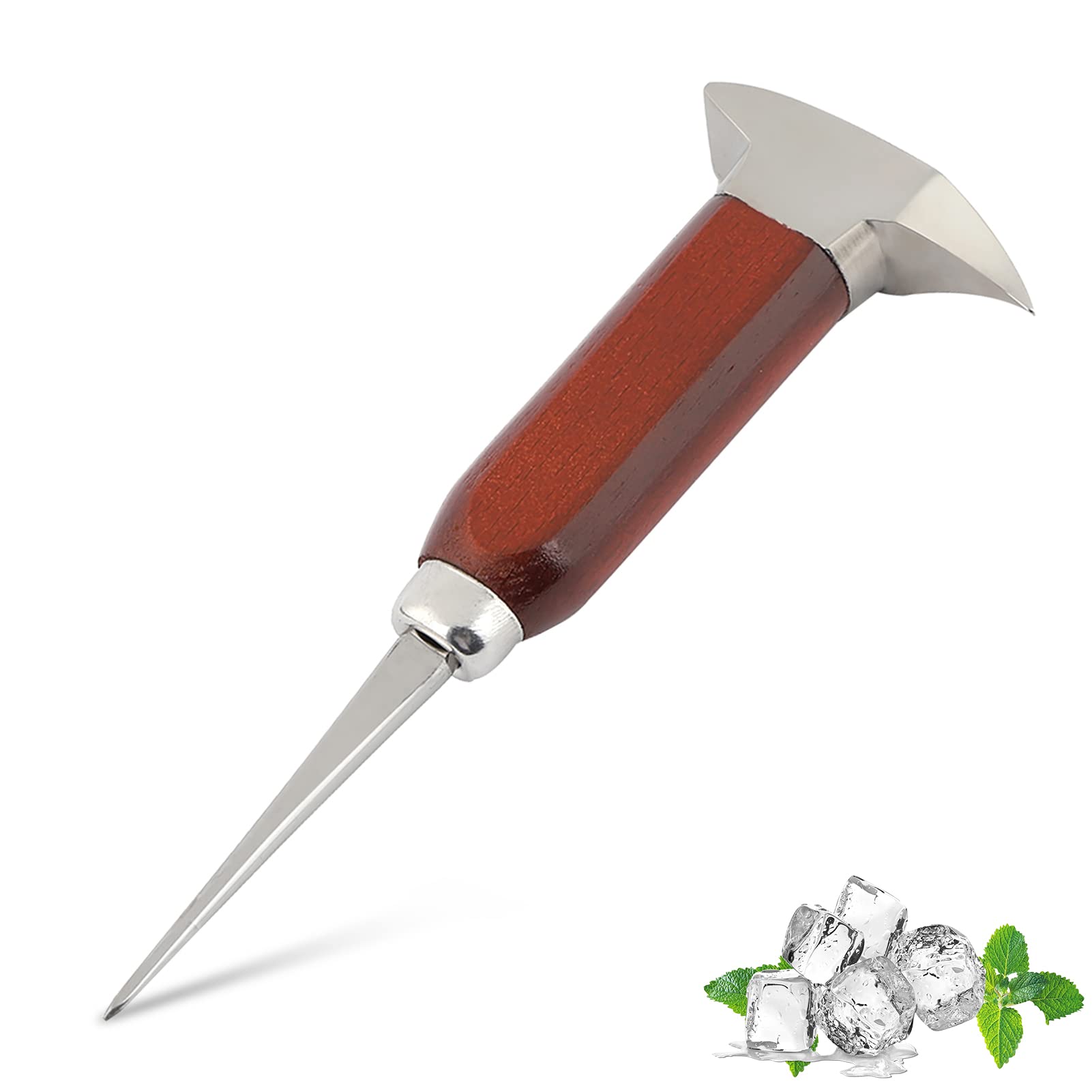 HERCHR Ice Picks 6.7 inch Pick Crusher Wooden Handle Ice Crushers Stainless Steel Icecream Breakingice Tool Punch for Bars Kitchens Camping Bartender Picnic Restaurant
