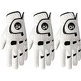 Men’s Golf Gloves Left Hand Right with Ball Marker Value 3 Pack, Weathersof Grip Soft Comfortable, Fit Size Small Medium ML L