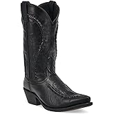 Laredo Mens Laramie Embroidered Snip Toe Pull On Dress Boots Mid Calf - Black