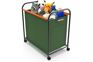 FAMSOULE Large Toy Storage Box with Lockable Wheels, Sturdy Toys Storage Chest Bin Organizer Basket with Dividers for Kids, Boys, Girls, Bedroom, Dorm, Laundry Room,Playroom 25"L x 14.6"W x 25.6"H