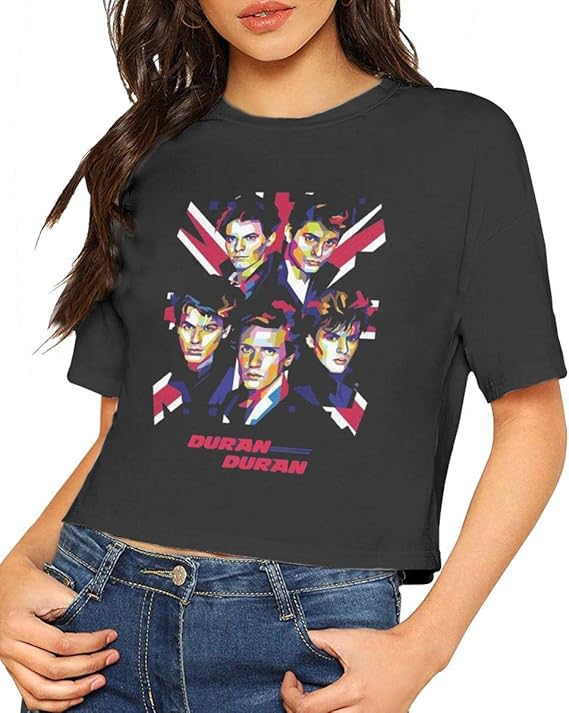 Duran Duran Shirt Slim Fit Short Sleeve Exposed Navel Top for Womens