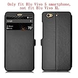 BLU VIVO 5 case, KuGi BLU VIVO 5 case - MX style ultra-thin PU Leather Case for BLU VIVO 5 5.5 inch smartphone. (Black)