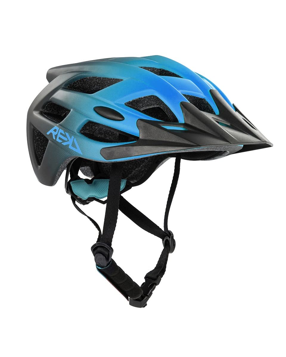 REKD Pathfinder Bike Helmet, Ultralight In Mould Technology, Twist Adjuster, Anti-Bacterial Lining, Vented for Air Flow, Visor for All Weather Conditions Blue 58-61cm