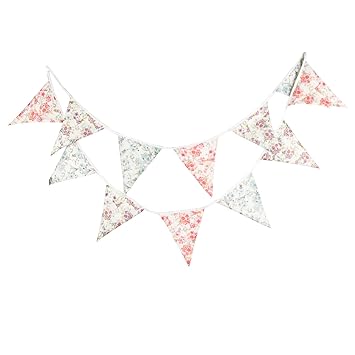 Amazon Com Junda Retro Floral Triangle Pennant Flag Double Sided
