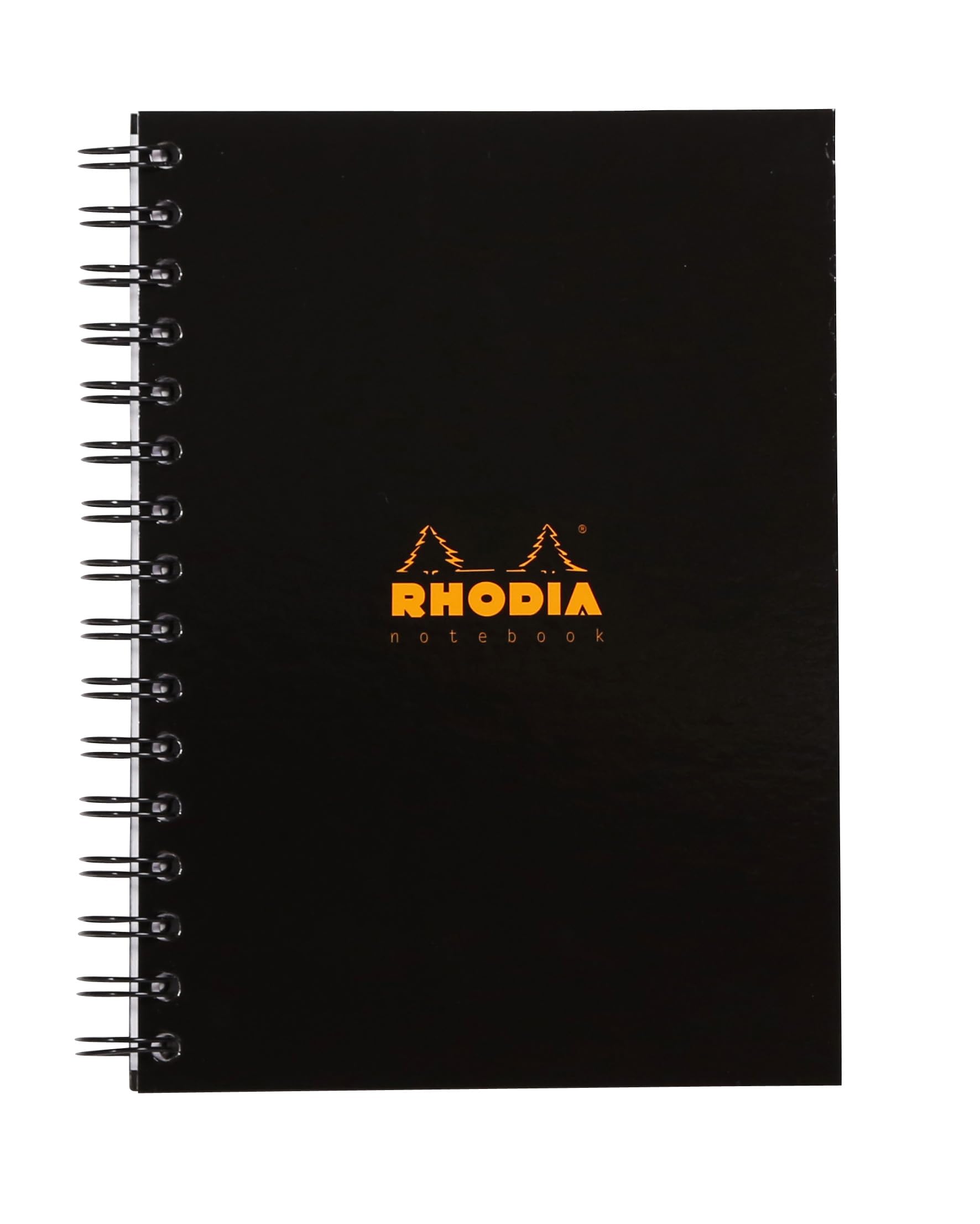 Rhodia - Ref 119233C_PAQ - Hardback Casebound Business Book (160 Pages) - A5 Size, Lined Rulings, 90gsm Vellum Paper, Year Planner on the Inside Front Cover - Black Cover