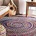 nuLOOM Tammara Bohemian Hand Braided Area Rug, 8' Round, Blue