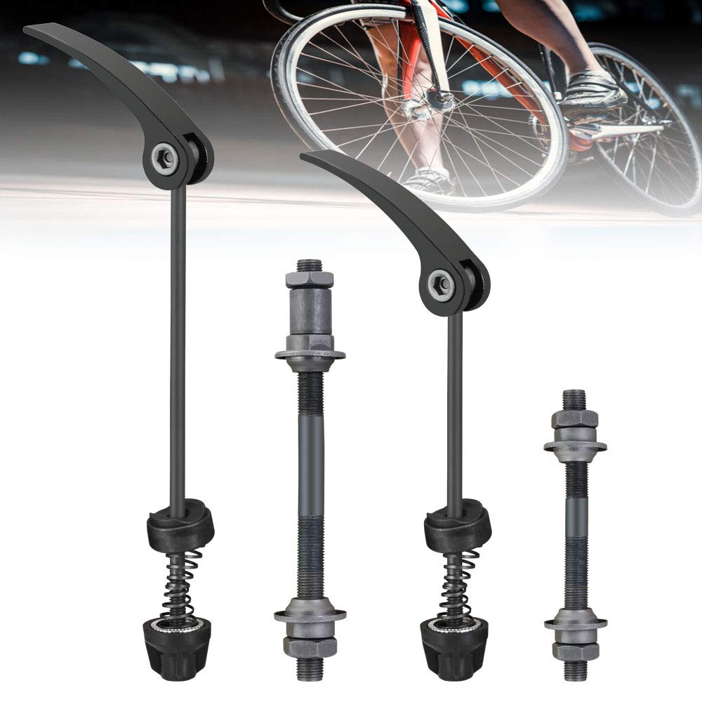 KLYNGTSK 1 Pair Quick Release Bicycle Hub with Standard Spacing Release Skewer Rear Wheel Hub Trainer Skewer Axle Hollow Shaft Set Bike Skewers for Most Bicycles (Black)