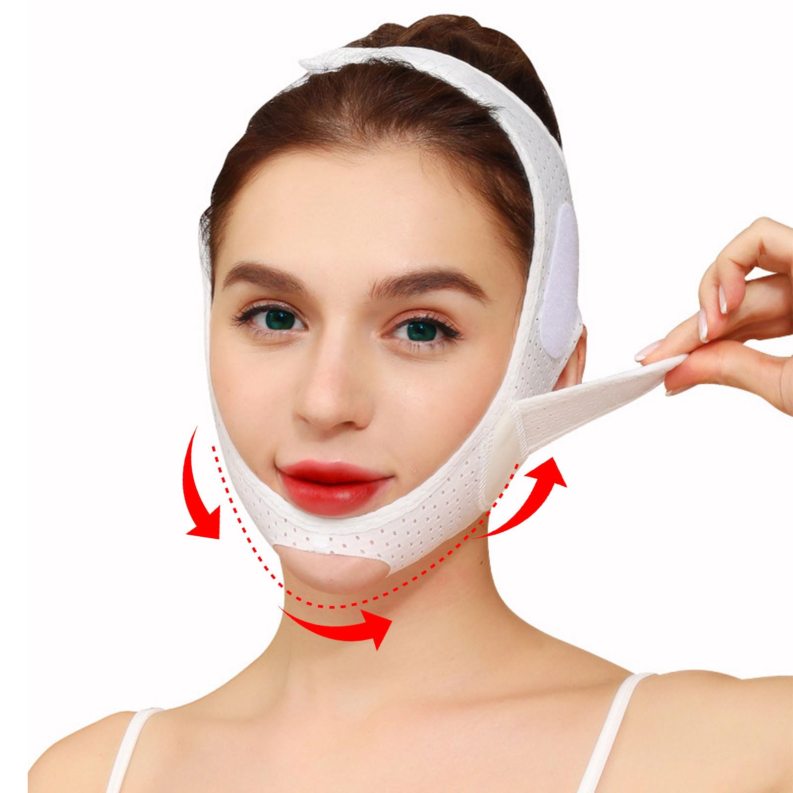 FUIPVGI Double Chin Reducer Face Strap V Line Lifting Mask Face Contouring Sleeping Mask Chin Strap V Shaped Mask Chin UP Face Lifting Belt for Women and Men Tightening Skin (White) (White)