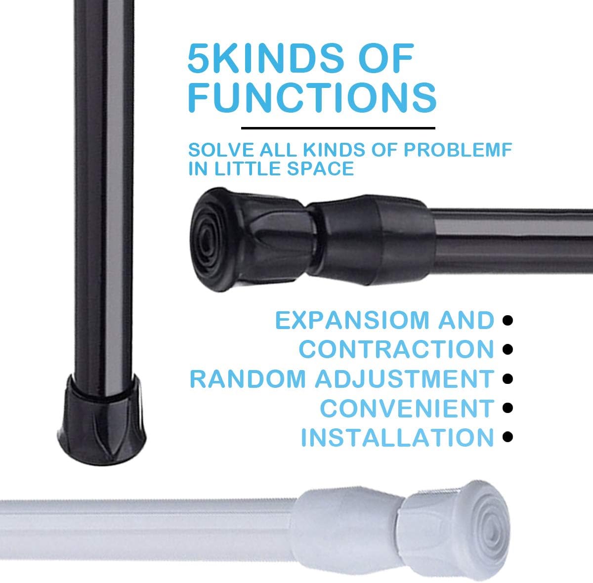 AIZESI 2PCS Tension Rod Tier Window Short Curtain Rod,16 to 28inch,Black: Home & Kitchen