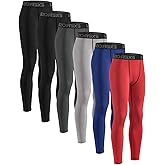 Celfaeree 5-6 Packs Boys Compression Leggings, Youth Compression Pants Tights, Boys Leggings Base Layer for Sports