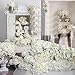 Luyue Silk Hydrangea Heads Artificial Decoration Flowers Garden Floral Decor,Pack of 10 (White)
