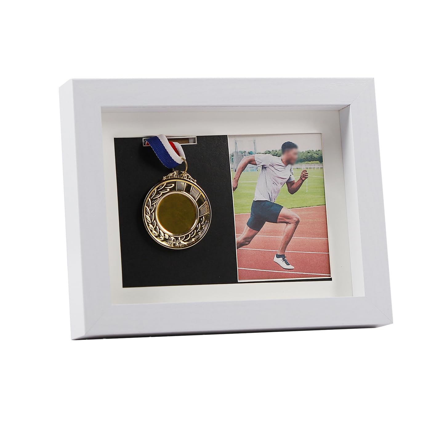 Photo 1 of IHEIPYE Medal Display Shadow Box Picture Frame - 3 Medals Display Case - 3 in 1 Multifunctional Sport Medal Display Frame Perfect for Marathon Runner, Military Awards, Triathlons, White 6x8