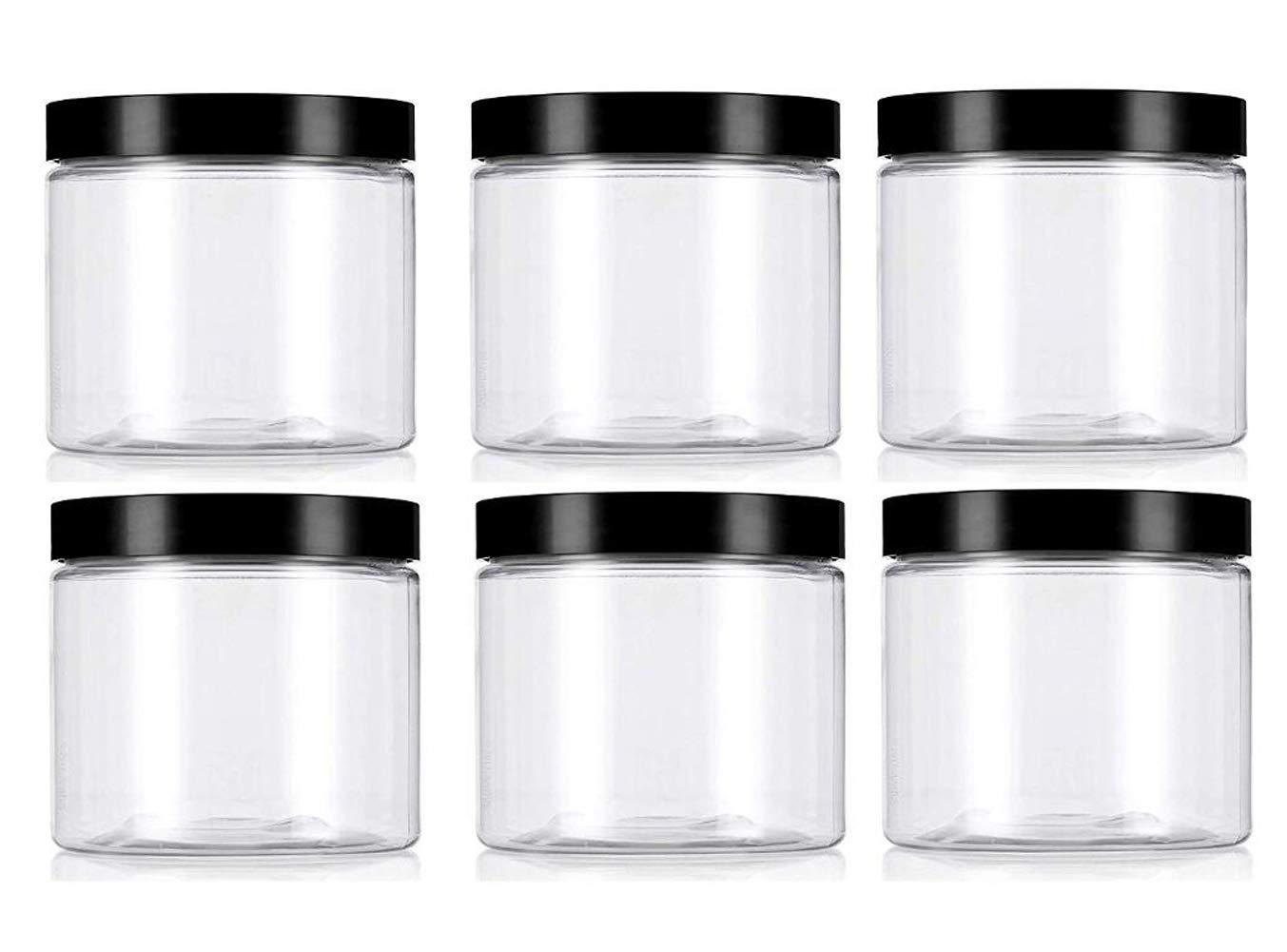 Clear 8Oz / 250g PET Plastic Refillable Jars Empty Cosmetic Containers
