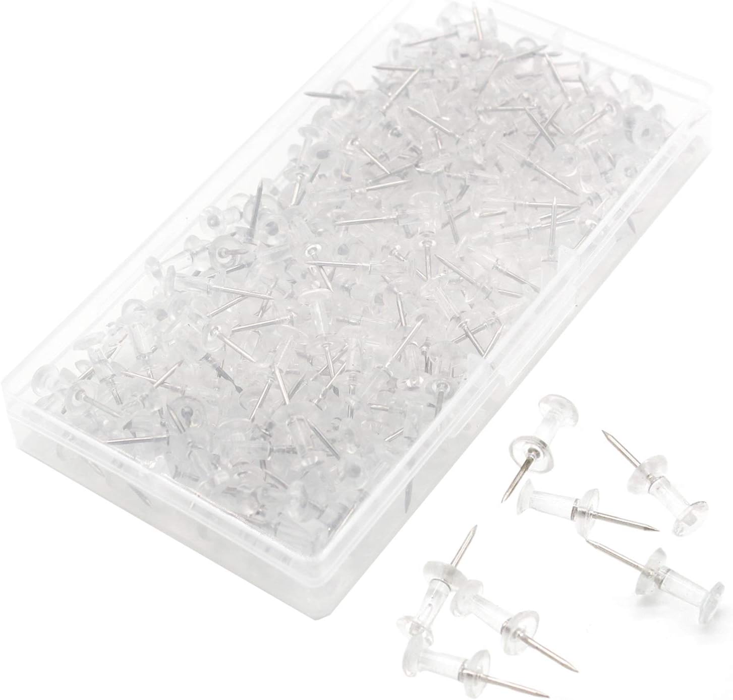 Fuongee200 Push Pins Tacks Board Pin, Clear Plastic Head
