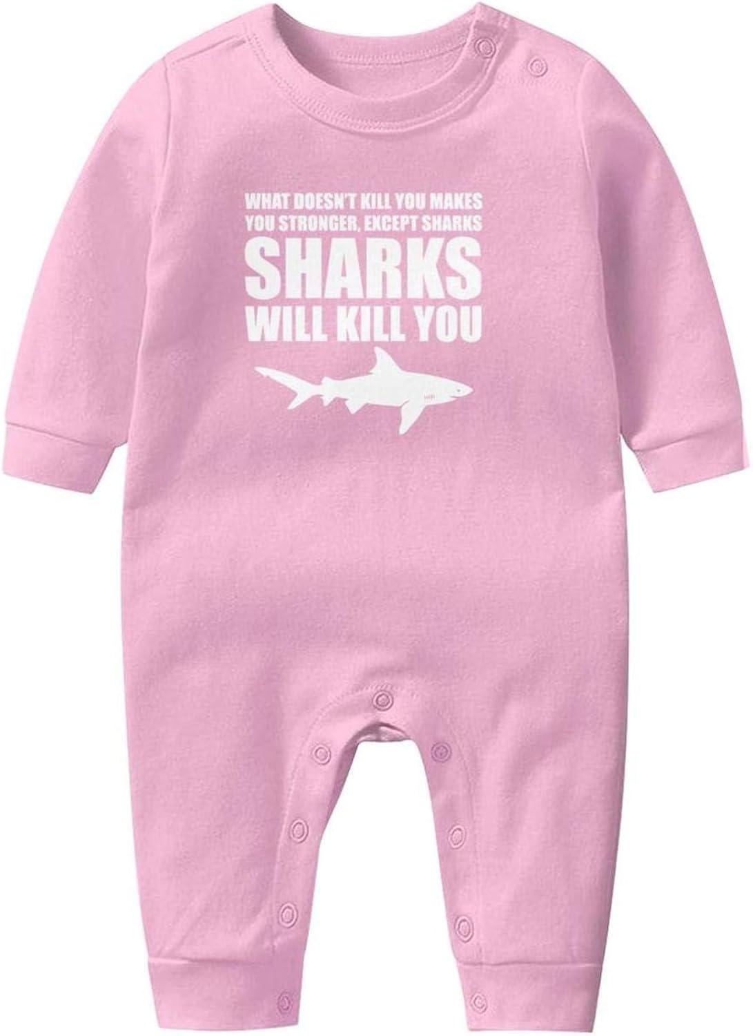 Sharks Will Kill You Printted Baby Crawling Suit Lone-Sleeved Romper Bodysuit
