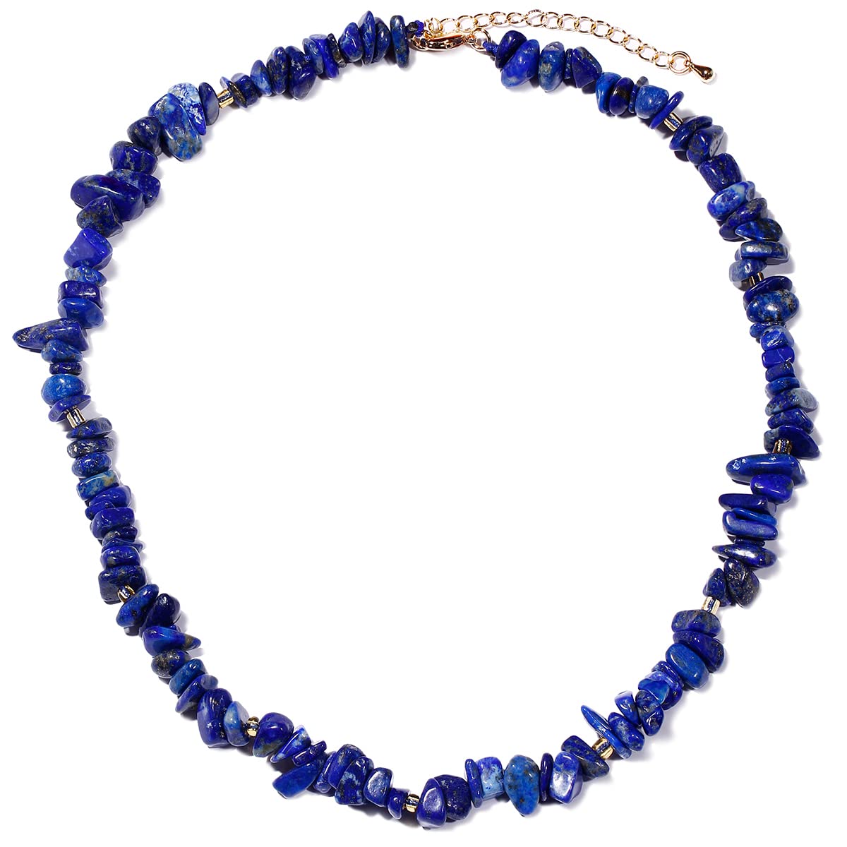 Jewboo Amethyst Rose Quartz Crystal Tumbled Chip Stone Chakra Necklace for Women Healing Crystals and Gemstones Bring Wealth and Luck Balance Meditation Jewelry Gifts (Lapis Lazuli)