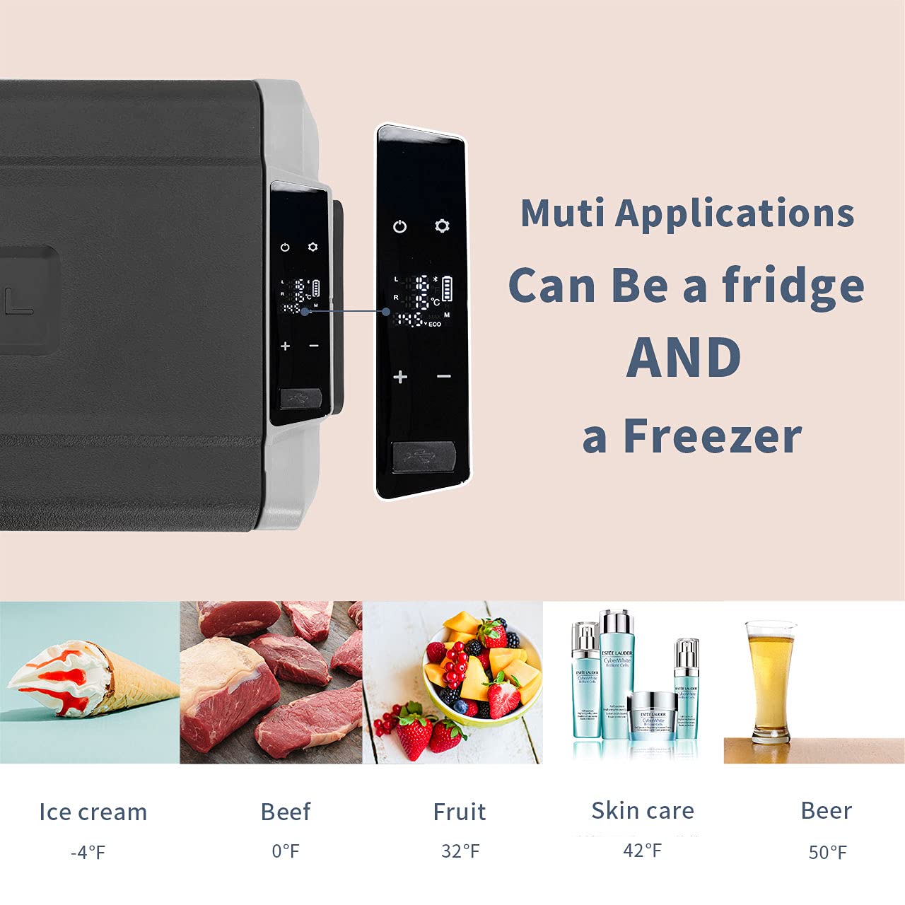 Alpicool T60 Dual Temperature Control 12 Volt Refrigerator 63 Quart Portable Car Fridge Freezer (-4°F~68°F) for Truck, RV, Boat, Camping and Travel