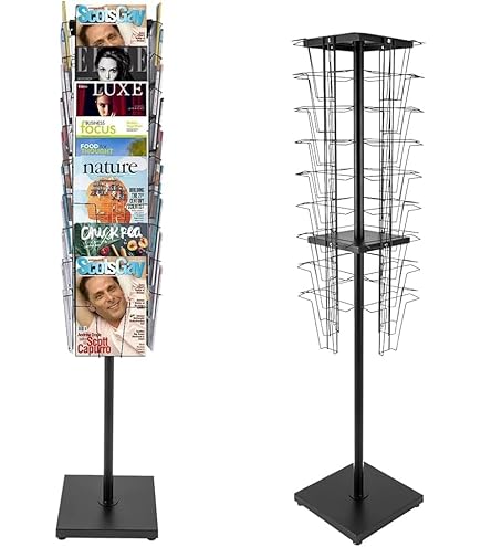 Displays2go 57-Inch Wire Magazine Rack - 20 Pocket Floor Standing Display