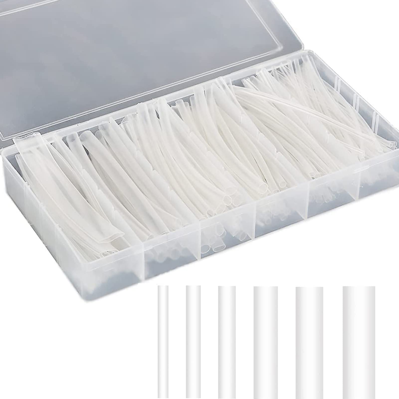 熱収縮チューブ透明タイプ 200本 セット 防水絶縁チューブ 直径φ1.5mm～φ10mm 収縮率2：1弾力性 柔軟性 電線 端末処理 収納ケース付き商品画像