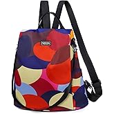 Backpack for Women Anti Theft Back Pack Purse Waterproof Nylon Backpack for College Bookbag Fashion Travel Shoulder Bag Colorful Polka Dots
