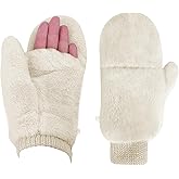 Piewag Winter Faux Fur Convertible Mittens for Women Girls Thermal Warm Half Finger Fingerless Gloves