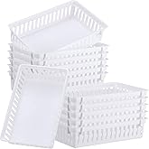 Wenqik Set of 12 Small Plastic Baskets for Organizing 10.24 x 6.5 x 2.36 Inch Pharmacy Baskets Rectangular Trays Plastic Organizer for Office Pharmacy Dorm Kitchens, Closets Shelves(White)