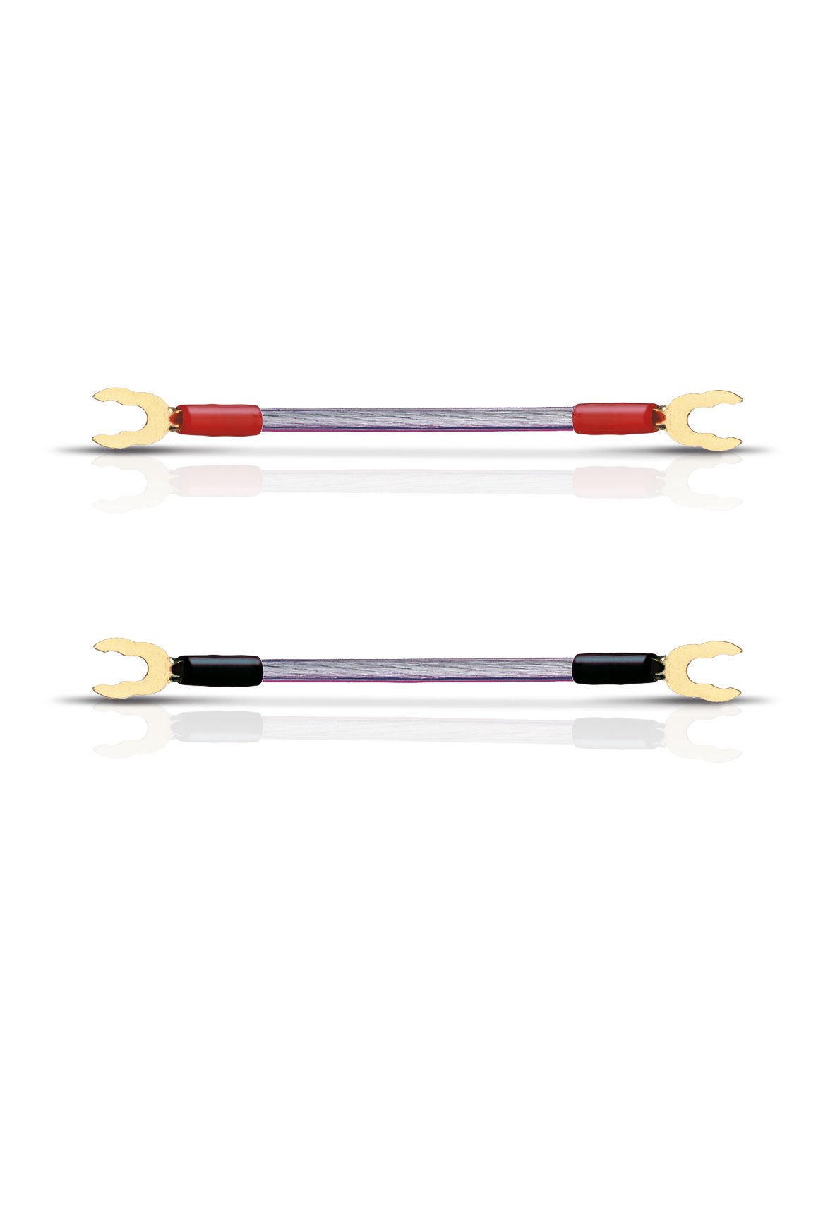 OEHLBACH JUMP! Speaker Cable Bridge set of 4x10cm,6mm2. Colour: clear, red & black. STAR RATING : 4.