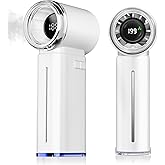 Portable Handheld Fan, Mini Hand Held Fan, 5000mAh Rechargeable, Digital Display, 1-199 Speeds Adjustable, Personal Fan for Travel Outdoor Camping Home Makeup Commuting, Gifts for Women Men (White)