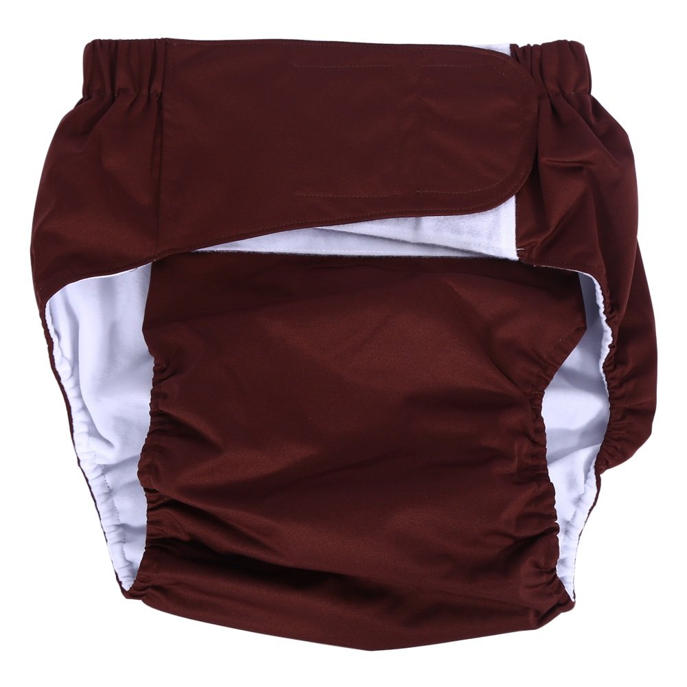 Nikou Adult Nappies, New Adult Washable Adjuatable Incontinent Care Cloth Diaper, Breathable Nappy Pants, Reusable Personal Care Cloth Diaper Pants for Elderly (Color : Coffee)