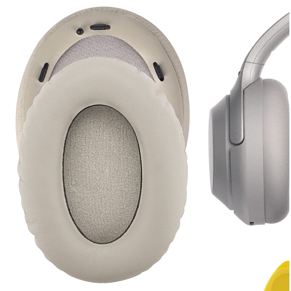 Geekria Replacement Ear Pads Compatible with Sony WH-1000XM3 Headphones Ear Cushions, Repair Parts (Silver)