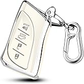 MILD EAST Key Fob Cover Fit for Lexus, 4 Buttons TPU Protection Key Case Compatible with 2018-2025 ES250 ES300h ES350 RX350 UX200 LS500 LS500H LC500 LC500h NX250 NX350 GX550 TX (Silver/White)