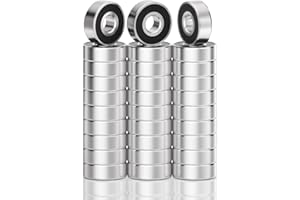 RASKOO 30 Pack Premium 608 2RS Ball Bearings, Smooth Rotation and Long-Lasting 608 Bearing, Exact Size Roller Bearings (8mm x 22mm x 7mm), Ideal for 3D Printers, DIY Projects and More