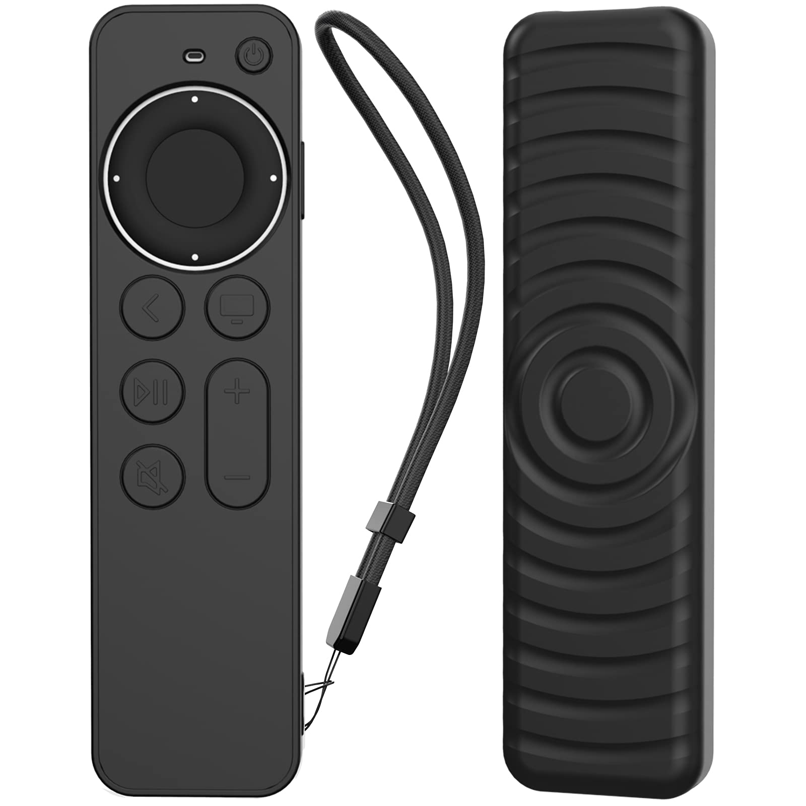 AhaStyle Protective Case for Apple TV Siri Remote 4k, Anti-Slip Silicone Cover Skin, Compatible with Apple TV 4K (2nd Generation) (Black)