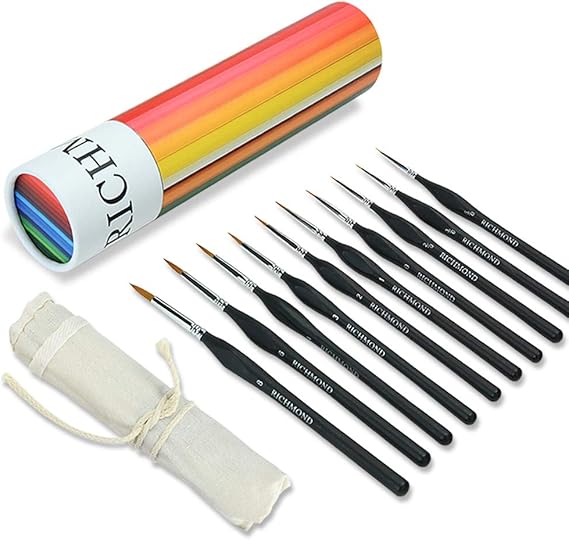 Fine Detail Paint Brush Set with 10 Sizes with Triangular Handles for