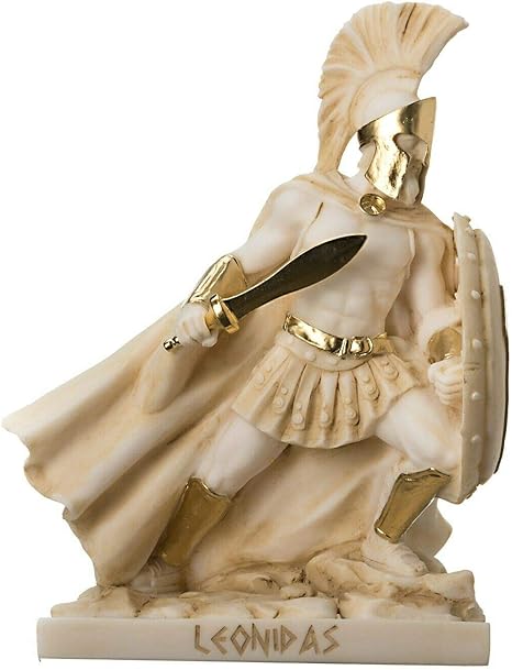 Amazon Com Leonidas Statue Greek Spartan King Sculpture Figure Alabaster Gold Colour Home Kitchen