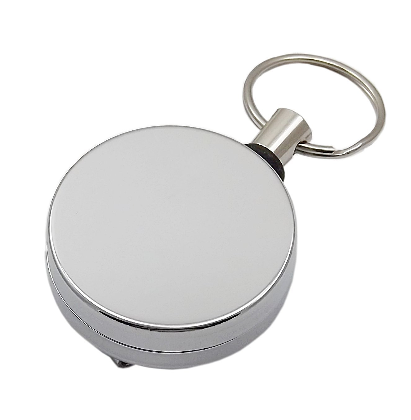 myledershop Practical rollmatic keychain of metal in silver - extra tear-resistant cord