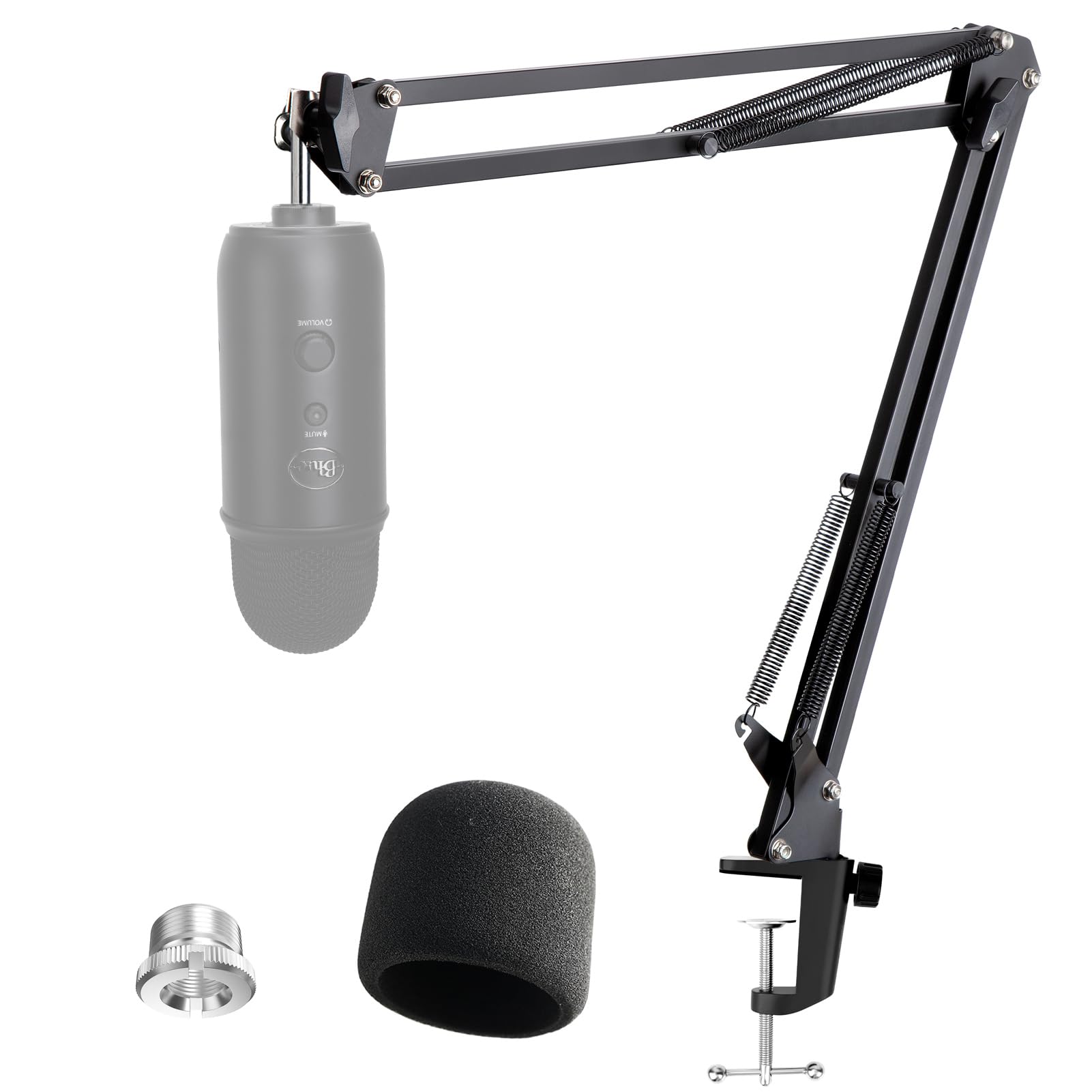 Blue Yeti Mic Stand with Pop Filter - Suspension Microphone Boom Arm for Blue Yeti/Pro, with Microphone Cover Foam Mic Windscreen by YOUSHARES