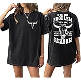 Oversized Country Music Shirts for Women Cow Skull Shirt Western Cowgirl Tee Vintage Concert Outfit Music Lover Tops