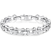 Stainless Steel Link Chain Bracelet for Men - Trendy Mens Bracelets Chunky Cuban Paperclip Solid Link Chain Wrist Bracelet Classic Simple Oval Stacking Layered Thick Large Jewelry Gifts for Men