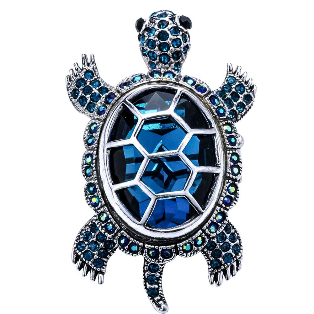 Szxc Jewelry Women's Crystal Big Turtle Pin Brooch Pendant, Silver, crystal,