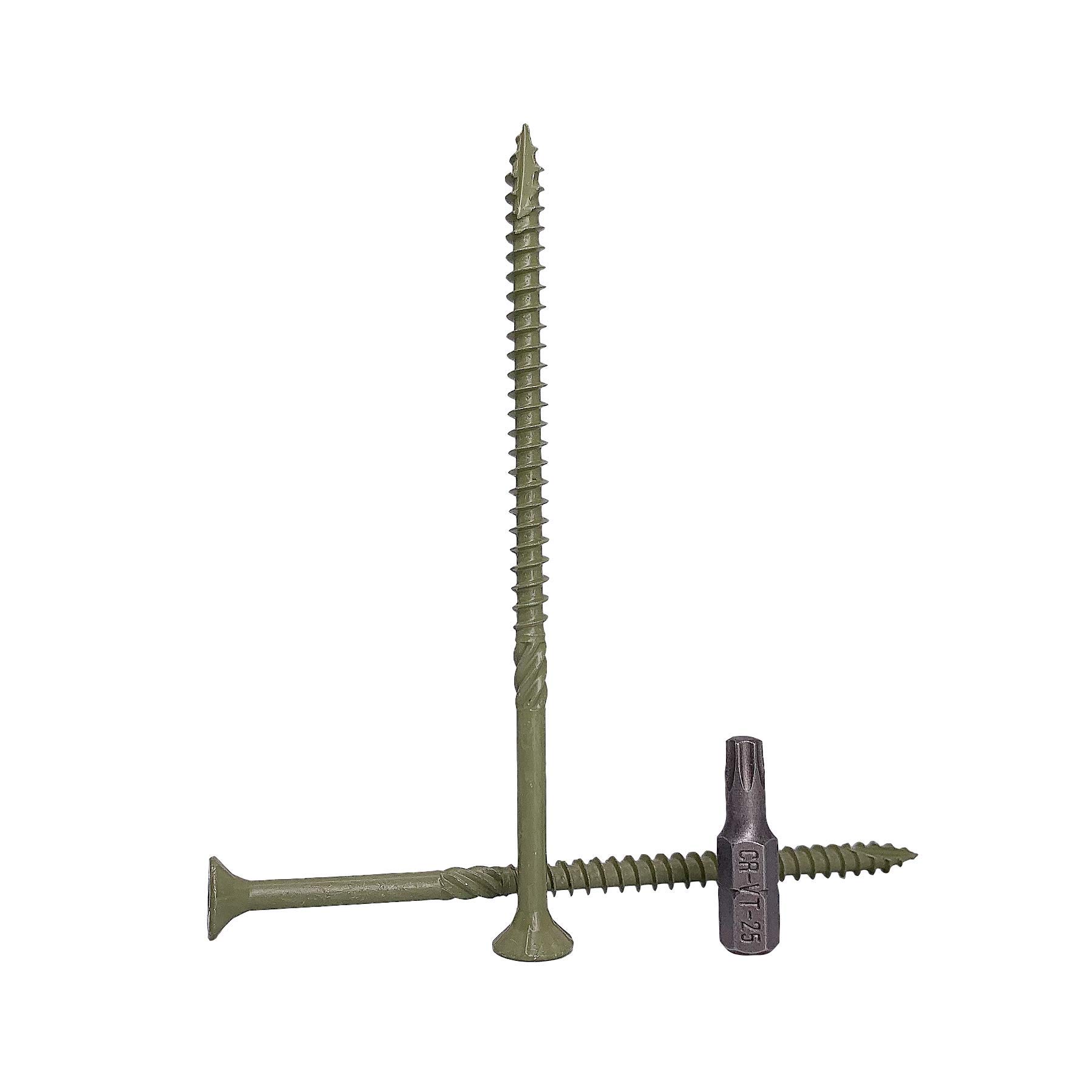 Marcopol (Pack of 40 pcs) Green Anti-corrosion Finish 5.0 x 100 mm Timber Decking Screws, Wood Screws, Torx Head, Type 17, Countersunk Head, Exterior Screw (40, 5.0 x 100 mm)