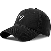 Pairxily Vintage Heart Embroidered Baseball Cap Distressed Adjustable Hat for Women Low Profile Dad Hats Unisex Cotton Cap