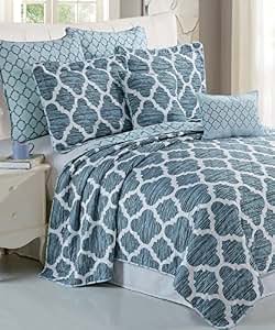Set Copriletto 7 Pezzi Home Soft Things 'Serenta' - King, Stampa Monroe Blu, Microfibra - 3