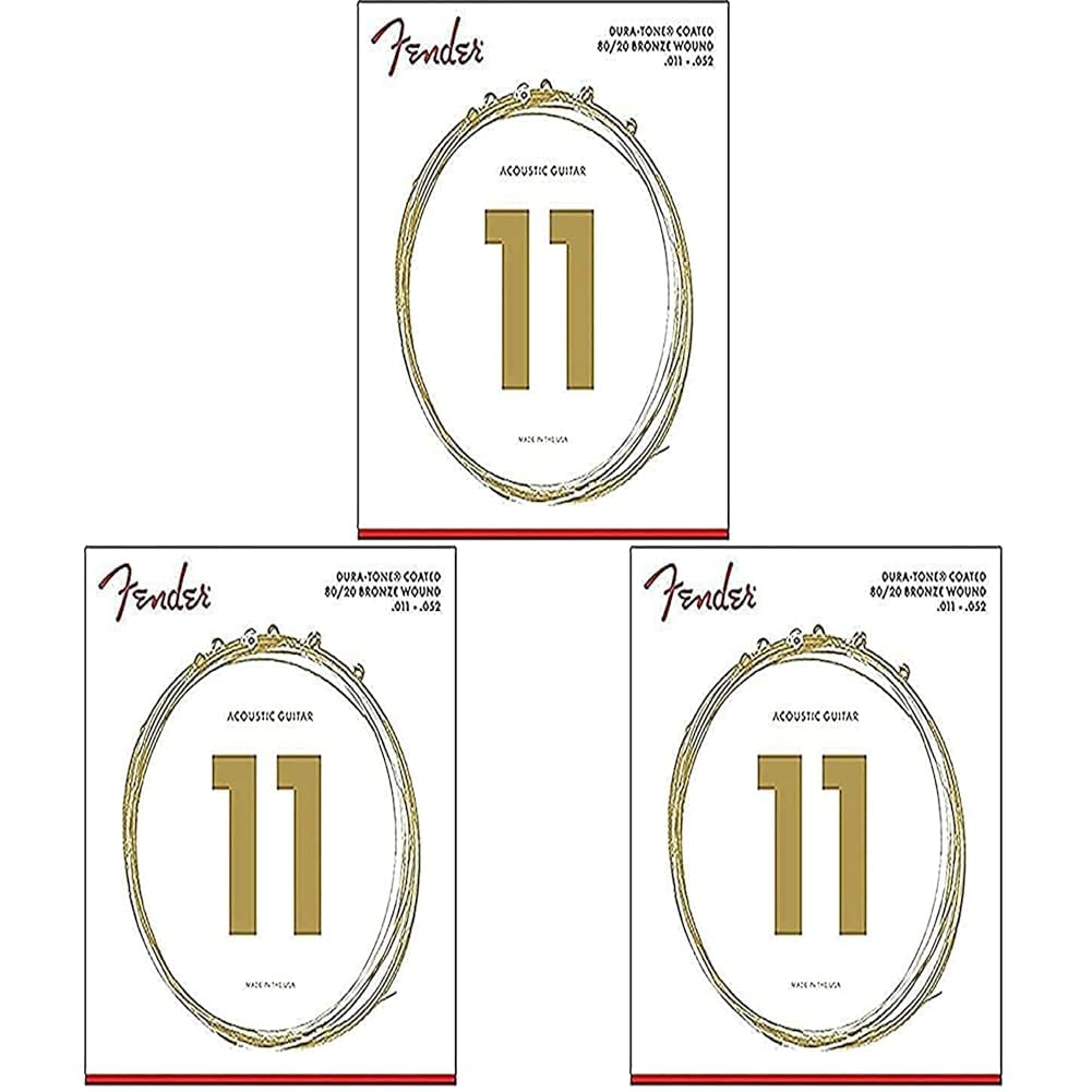 Fender 880CL Dura-Tone Acoustic Guitar Strings 11-52 (Pack of 3)