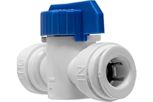 Metpure Straight Inline Ball Valve Quick connect fittings 3/8" by 3/8" OD Tubing for water filtration systems, water softeners, refrigerator filters, ice machines, aquariums, etc.