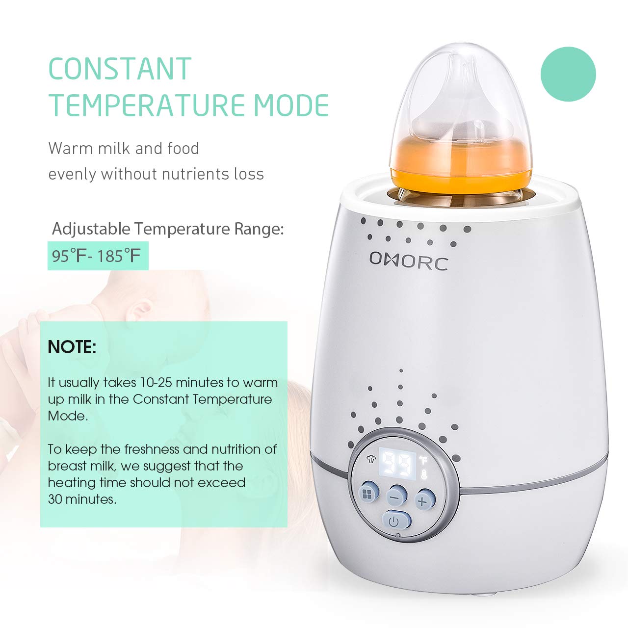 Baby Bottle Warmer with Timer and Temperature Control LED Display and